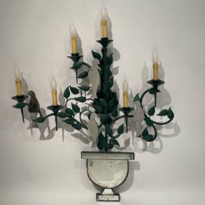 A Decorative Iron and Mirrored Wall Light